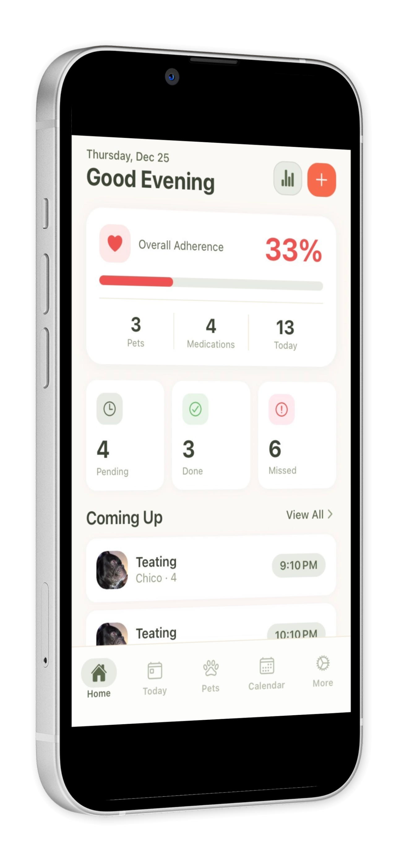PillPaw app medication list screen